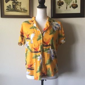 Forever 21 tropical cockatiel button up size S